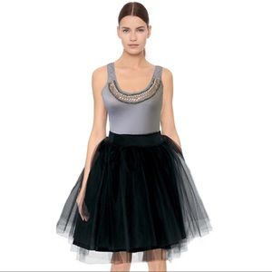 Mini Dress Tulle with embellished neckline Black
